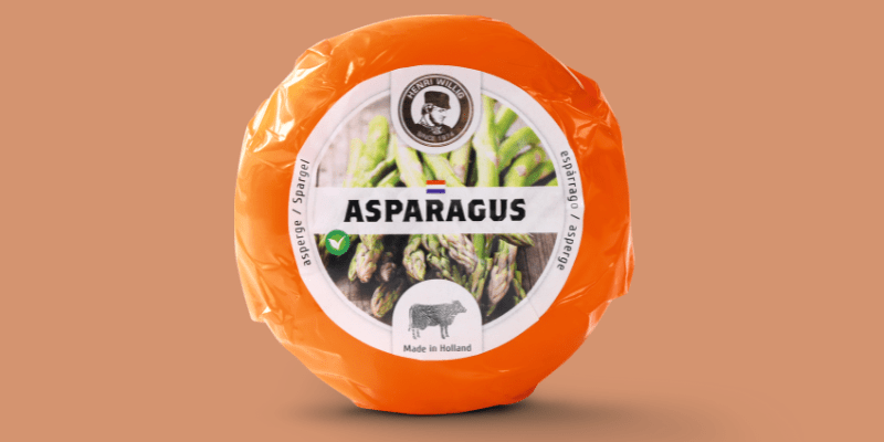 Cow’s cheese with asparagus from Henri Willig in original packaging